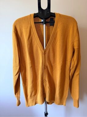 American Apparel Mustard Yellow Men's V-Neck Cardigan